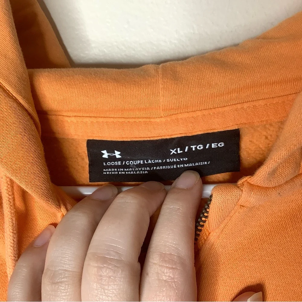 < Under Armour Orange Cropped Fleece Lined Jacket > - Picture 4 of 7